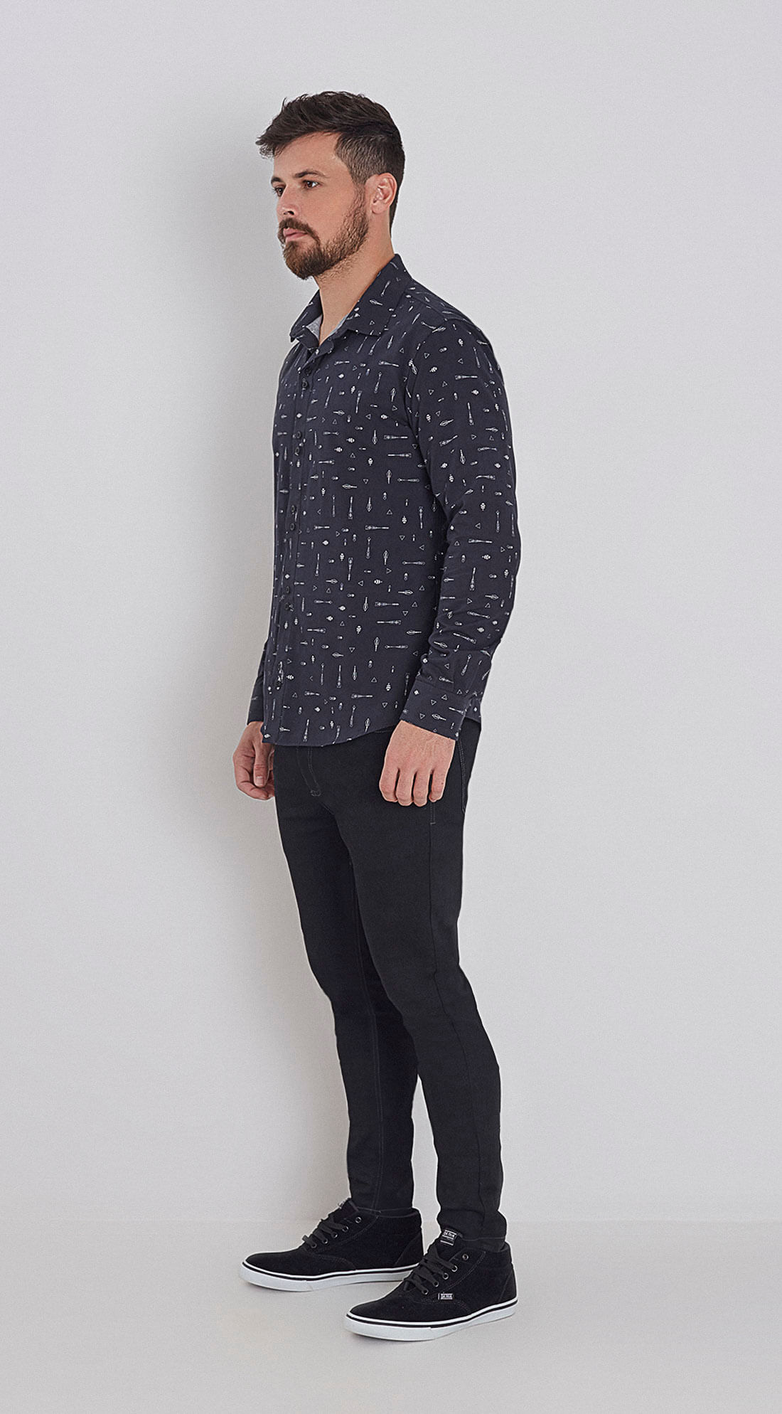 camisa de manga comprida de botão