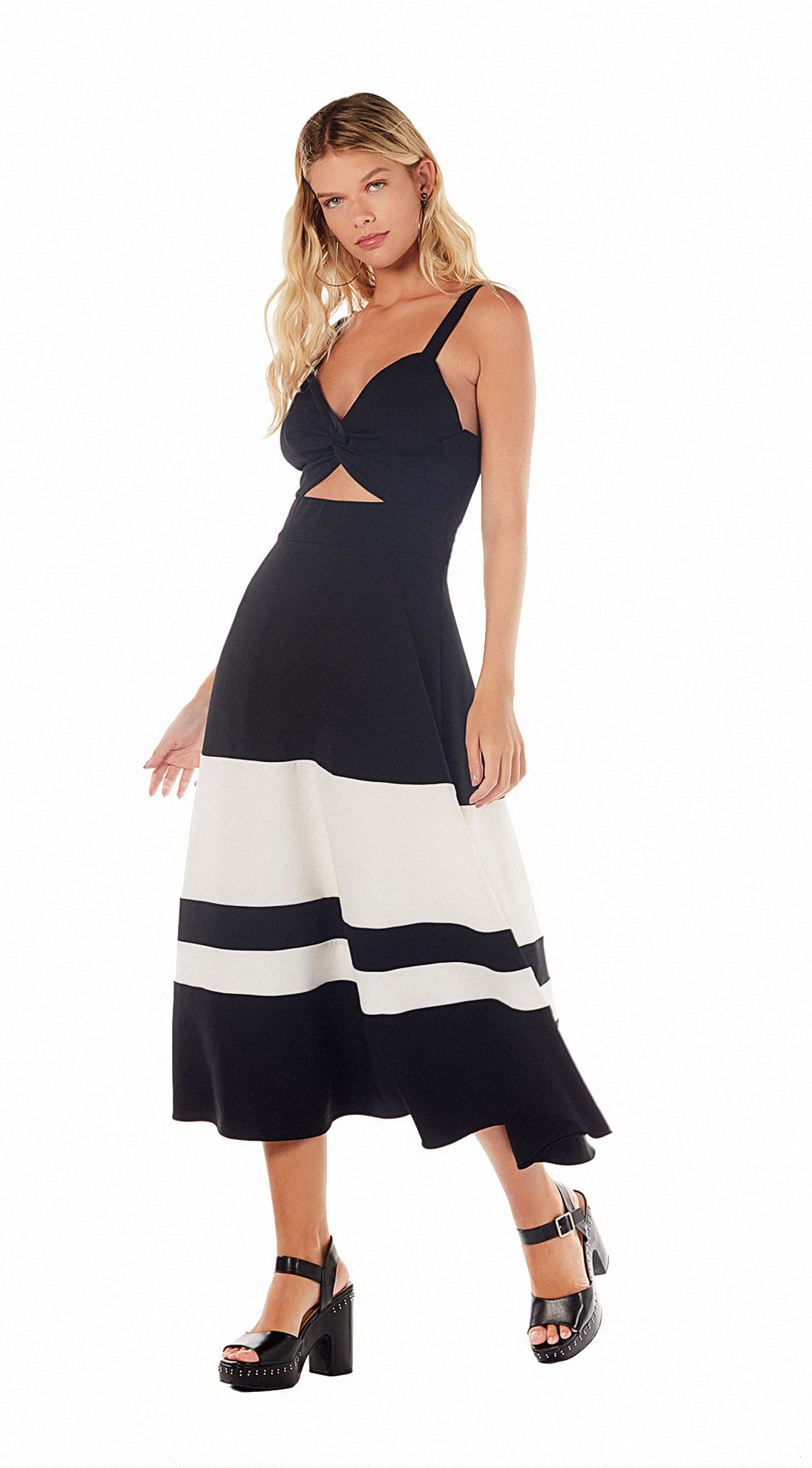 vestido preto branco