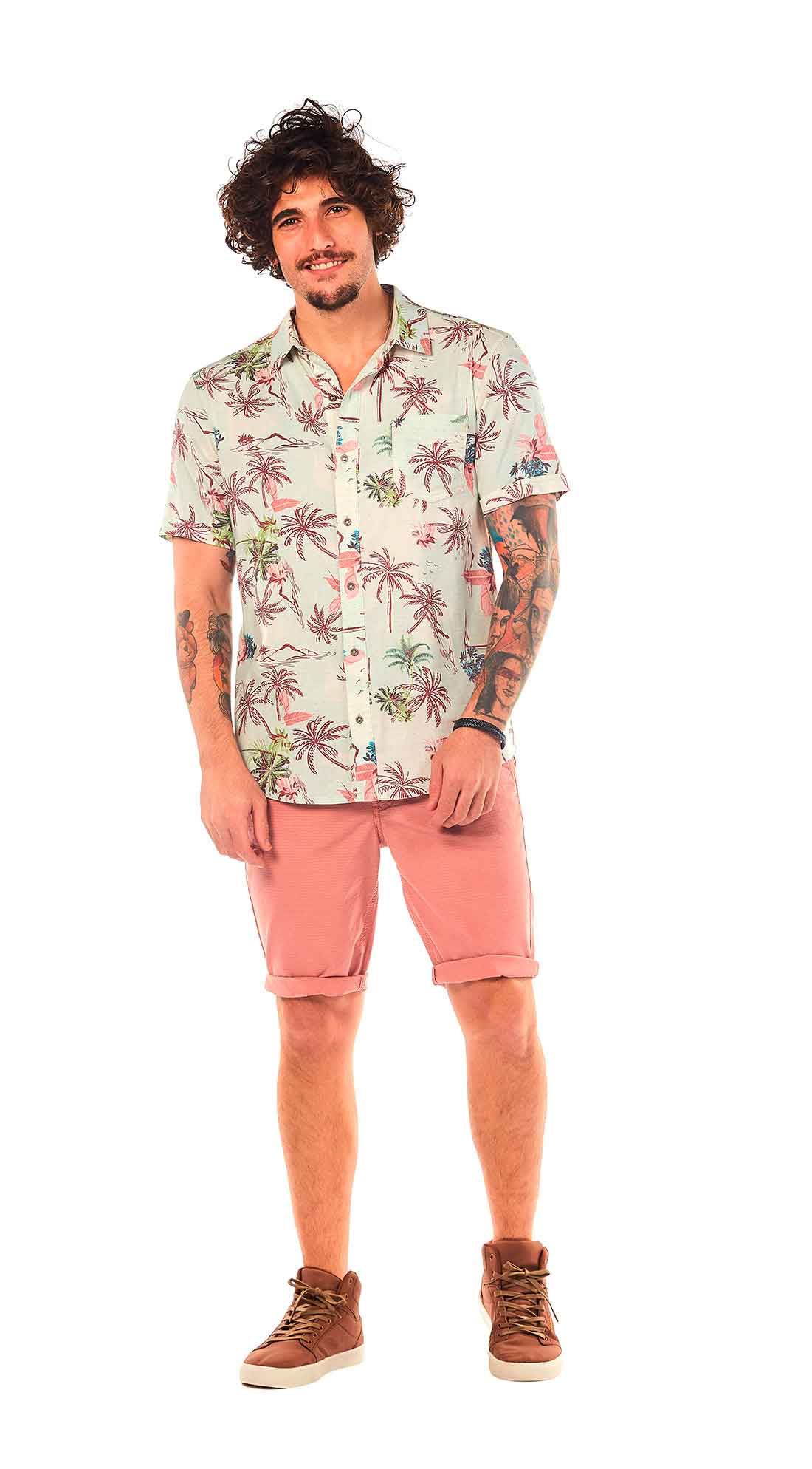 Camisa Manga Curta Estampada Off White Zinco