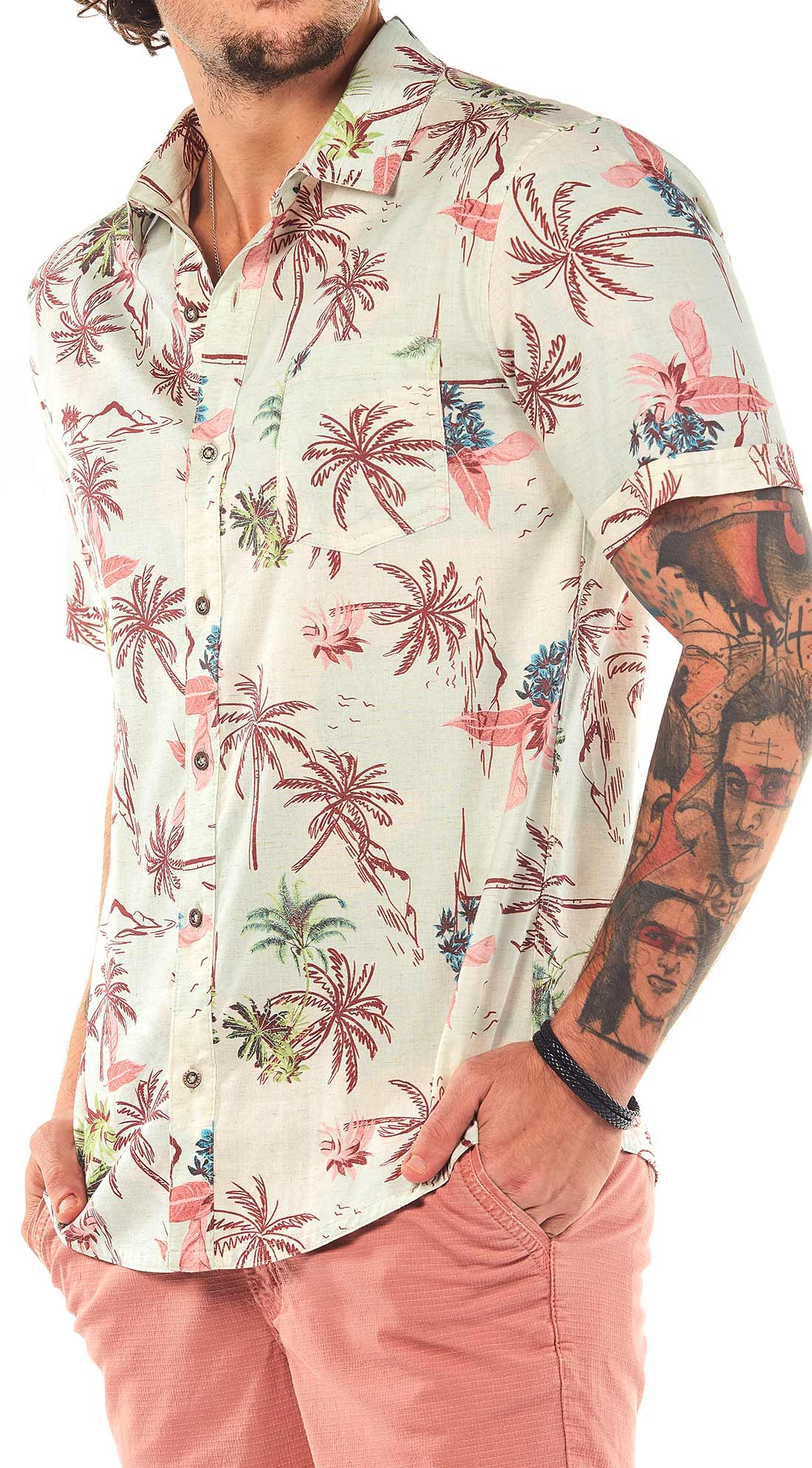 camisa de manga curta estampada