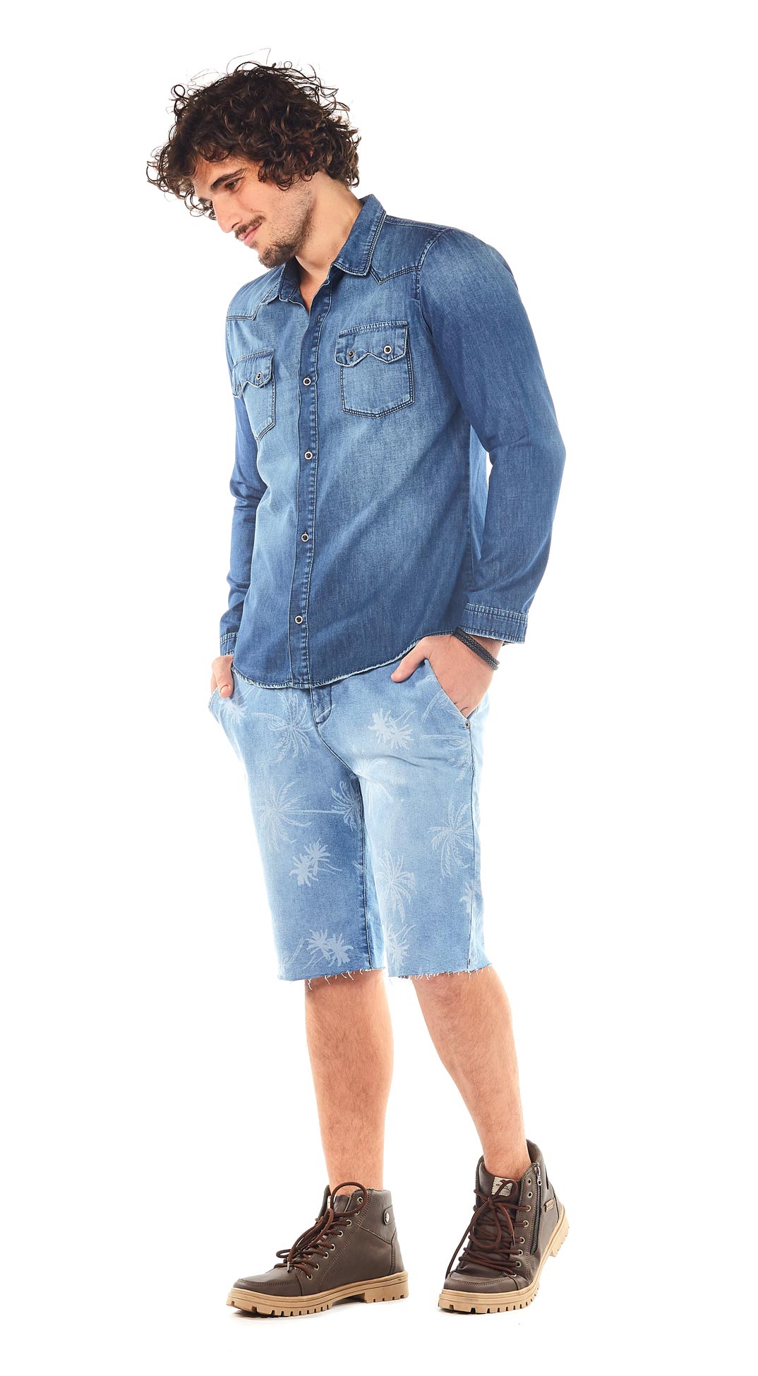 camisa longa com bermuda