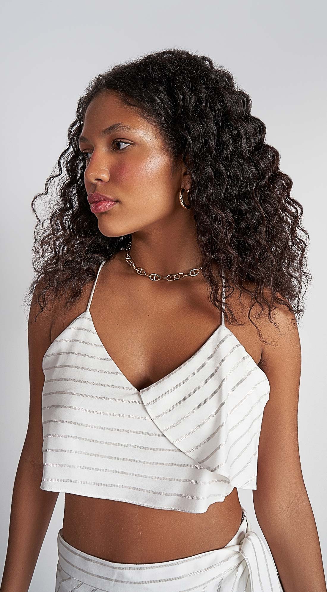 Top Zinco Justo Alça Com Amarração Off White