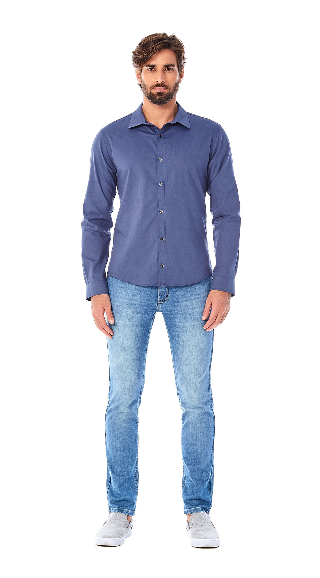 Camisa Zinco Manga Longa Básica Azul Marinho
