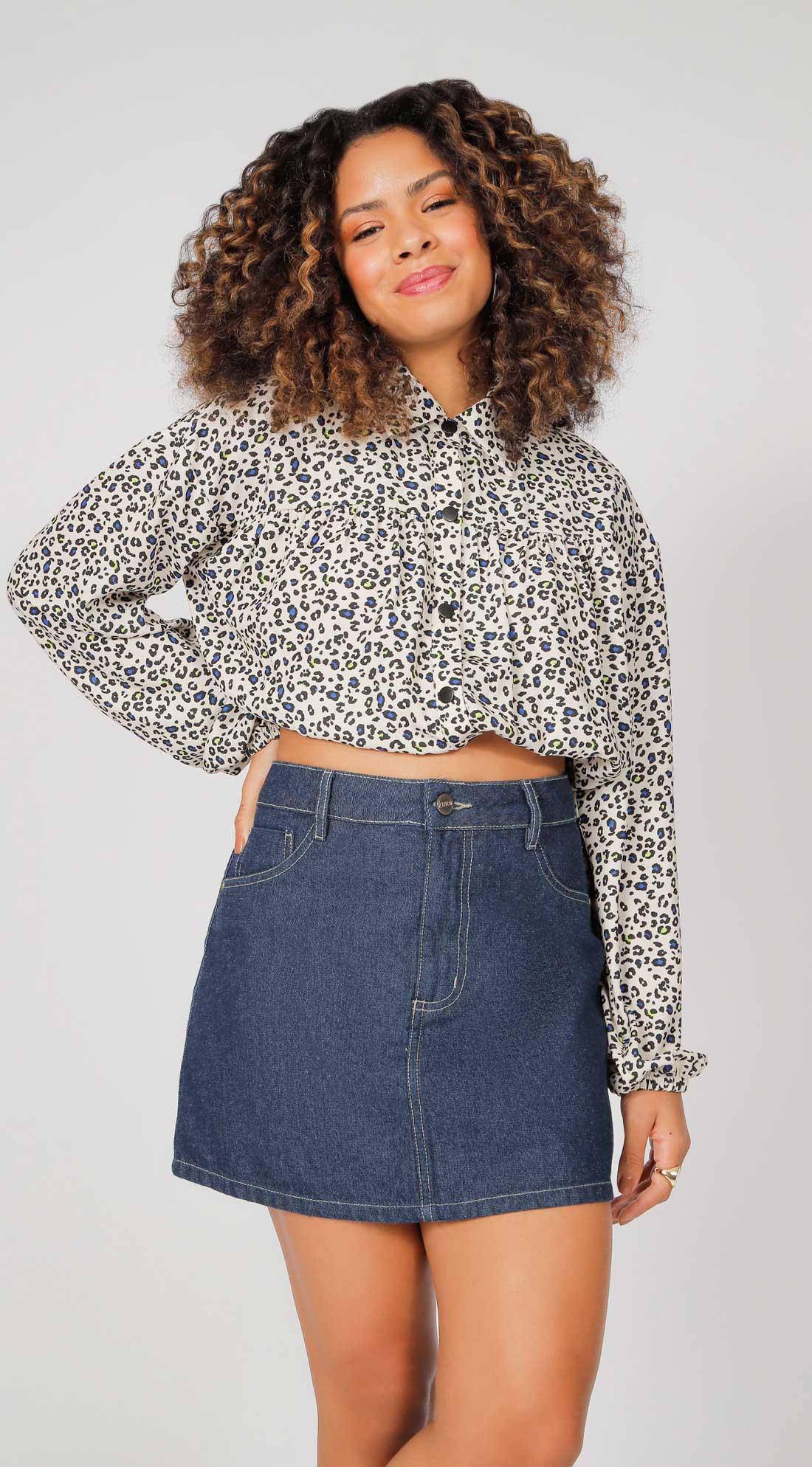 Saia Zinco Curta Five Pockets Básica Jeans