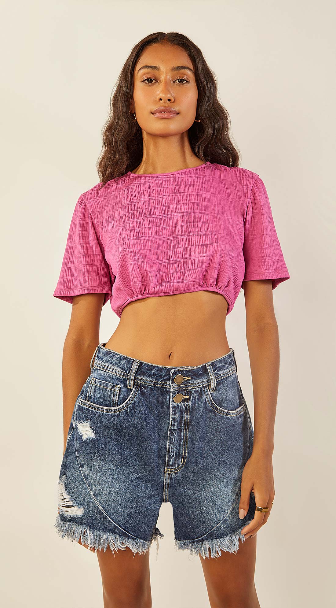 Shorts Zinco Five Pockets Com Recorte Jeans