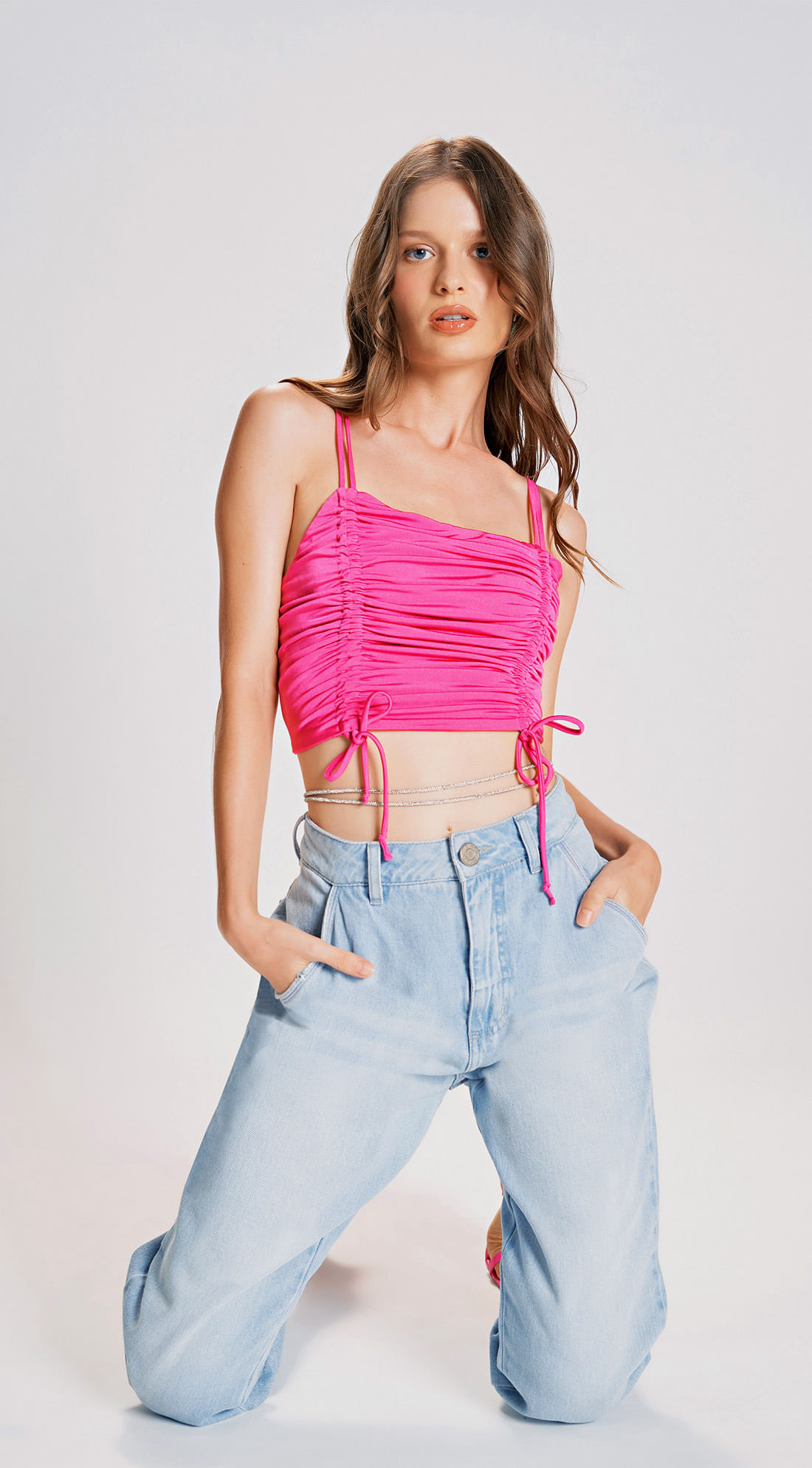 Top Zinco Justo Cavado Com Canaleta Pink