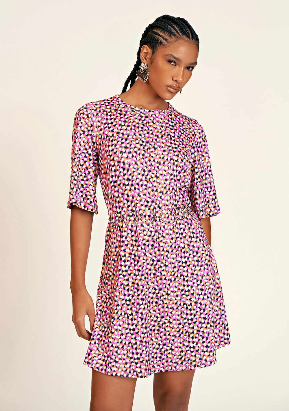 T-Shirt Zinco Dress Estampada Rosa
