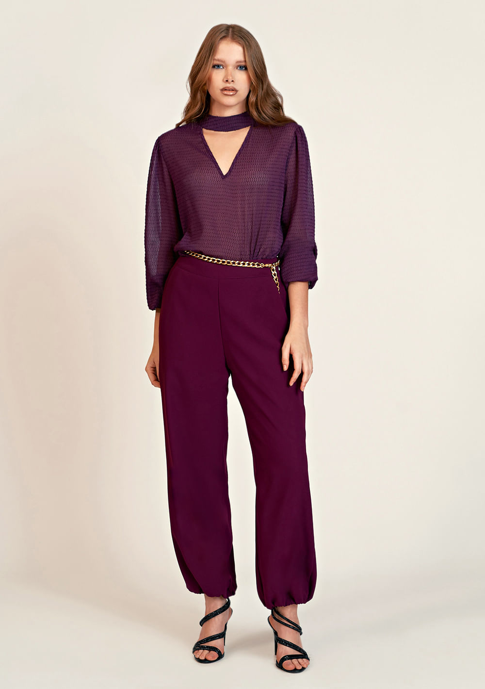Calca Zinco Jogger Cós Alto Com Elástico Bordo