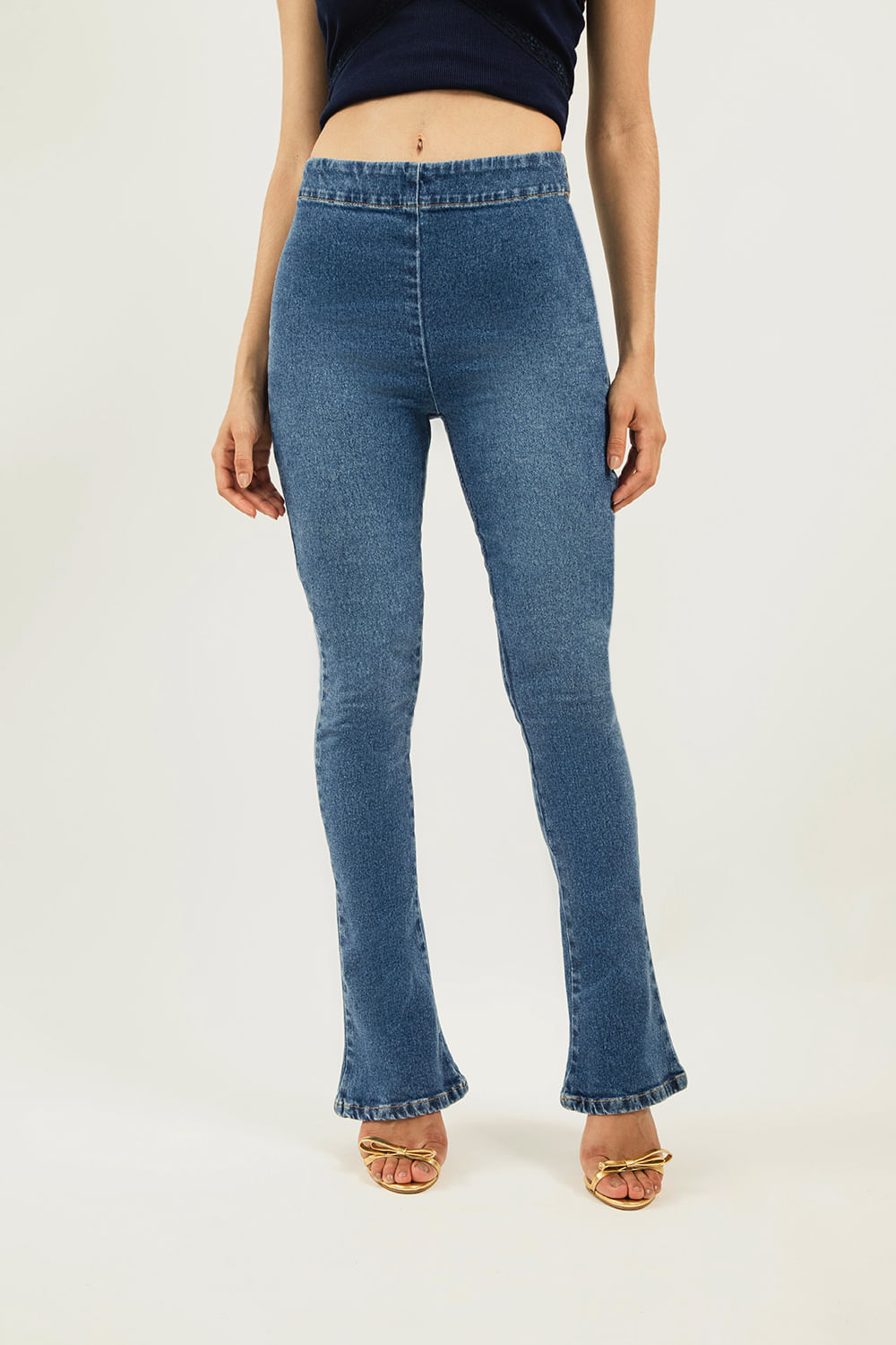Calça Zinco Saia Cós Alto Barra Desfiada Jeans