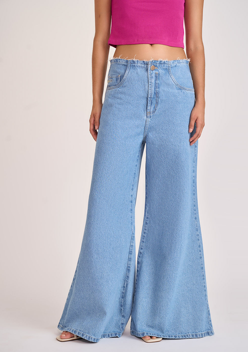 Calça Zinco Pantalona Alta Azul