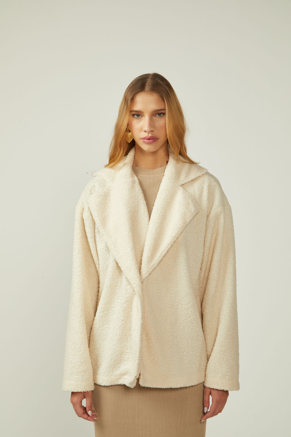Casaco Zinco Solto Manga Longa Padrão Off White
