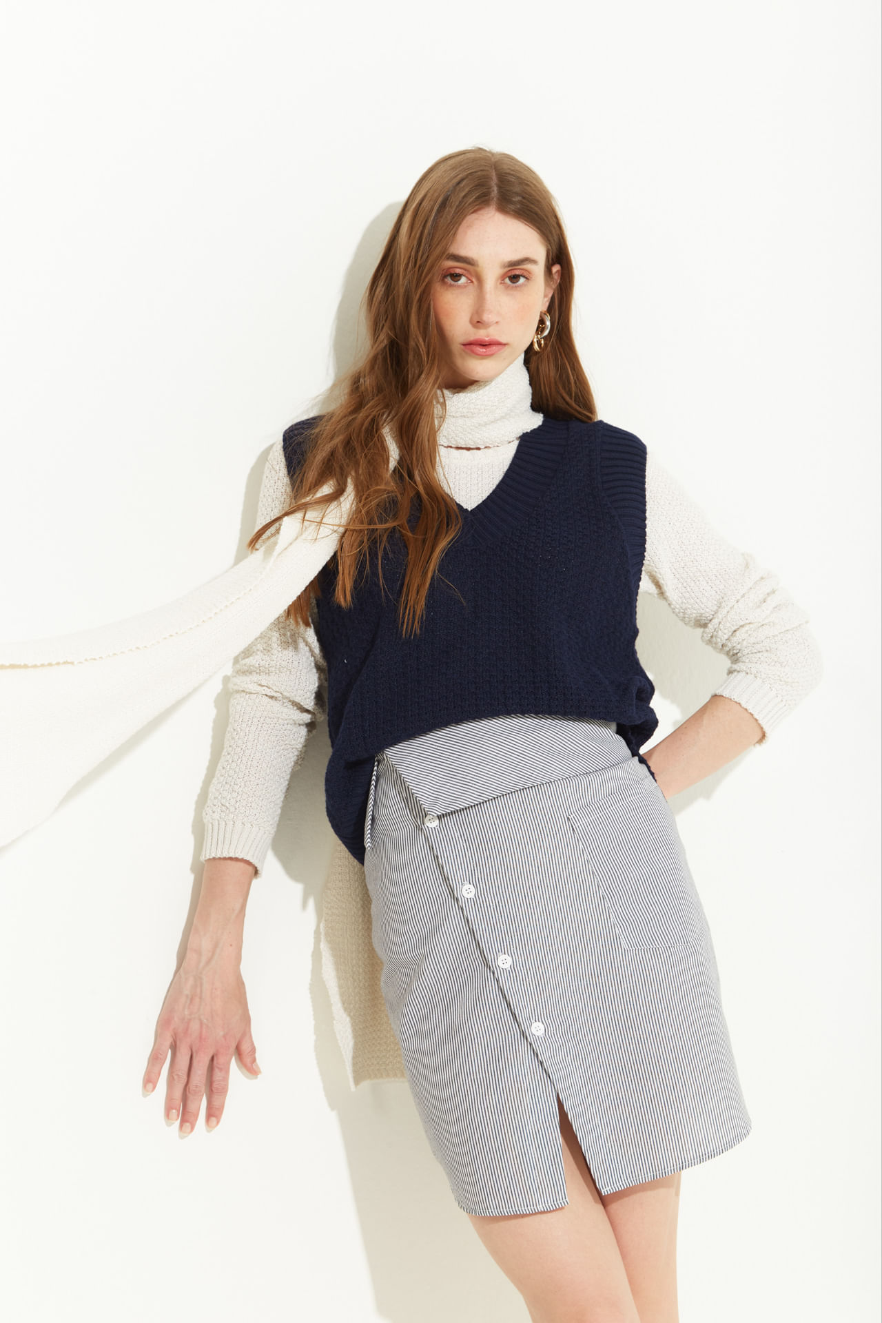 Saia Zinco Reta Alta Curta Off White