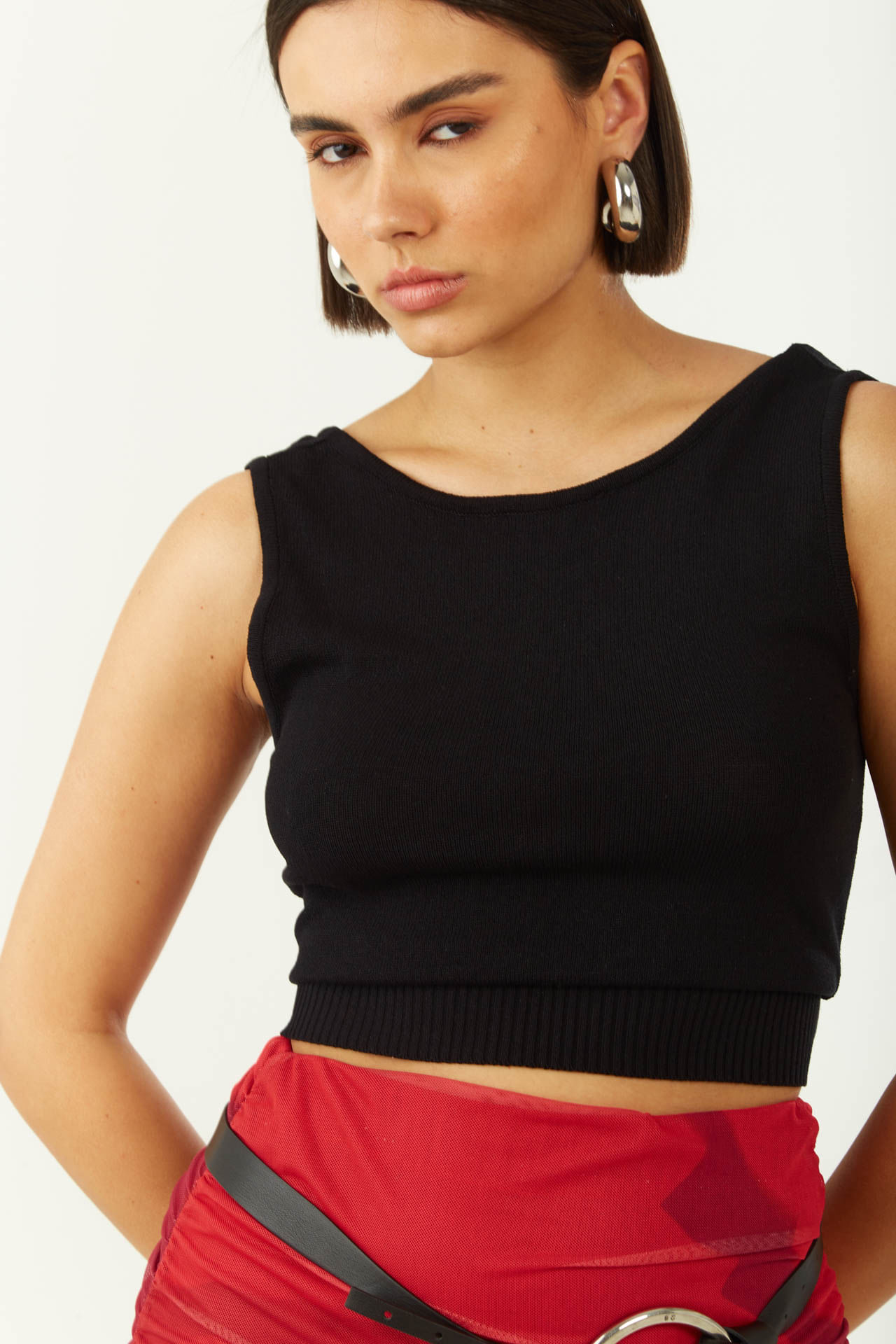 Regata Zinco Ajustada Decote Careca Padrão Preto