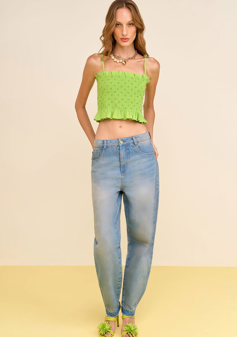 Calça Zinco Cenoura Alta Azul