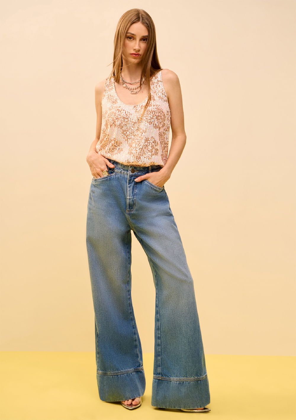 Calça Zinco Wide Alta Azul