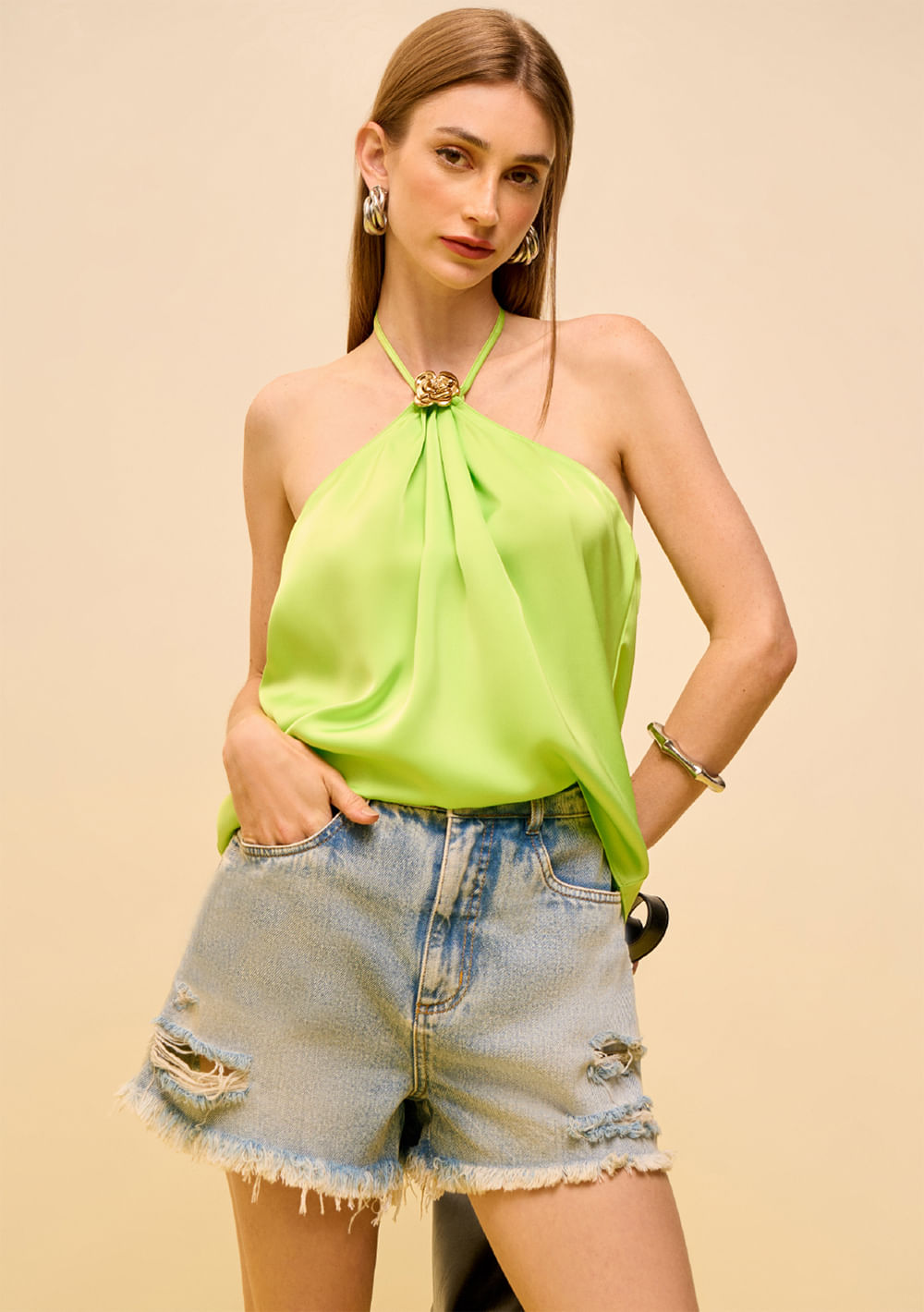 Shorts Zinco Reto Alta Azul