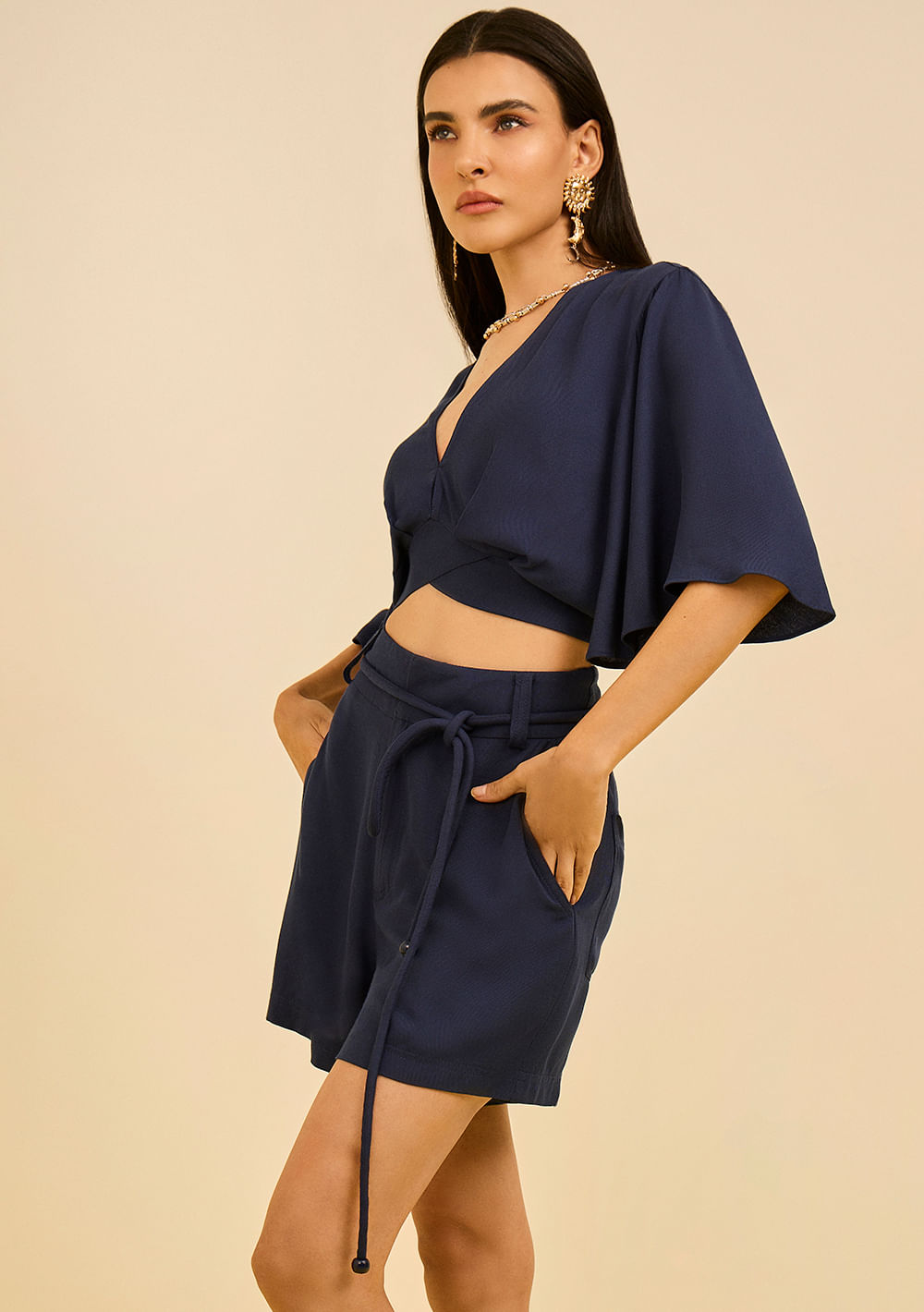 Shorts Zinco Reto Alta Azul