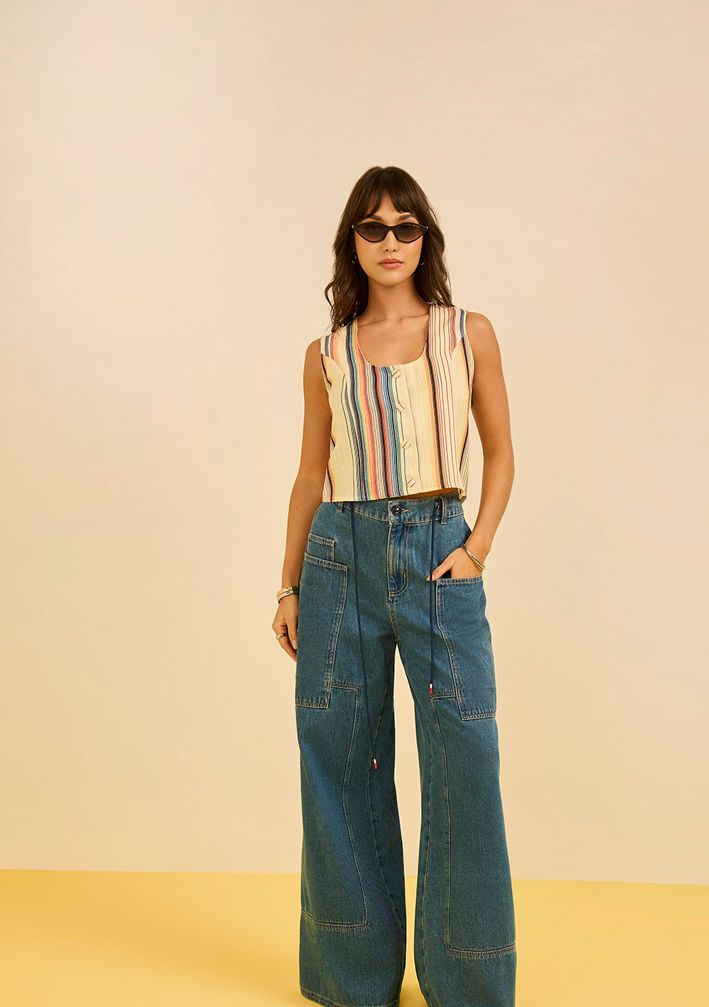 Calça Zinco Pantalona Média Azul