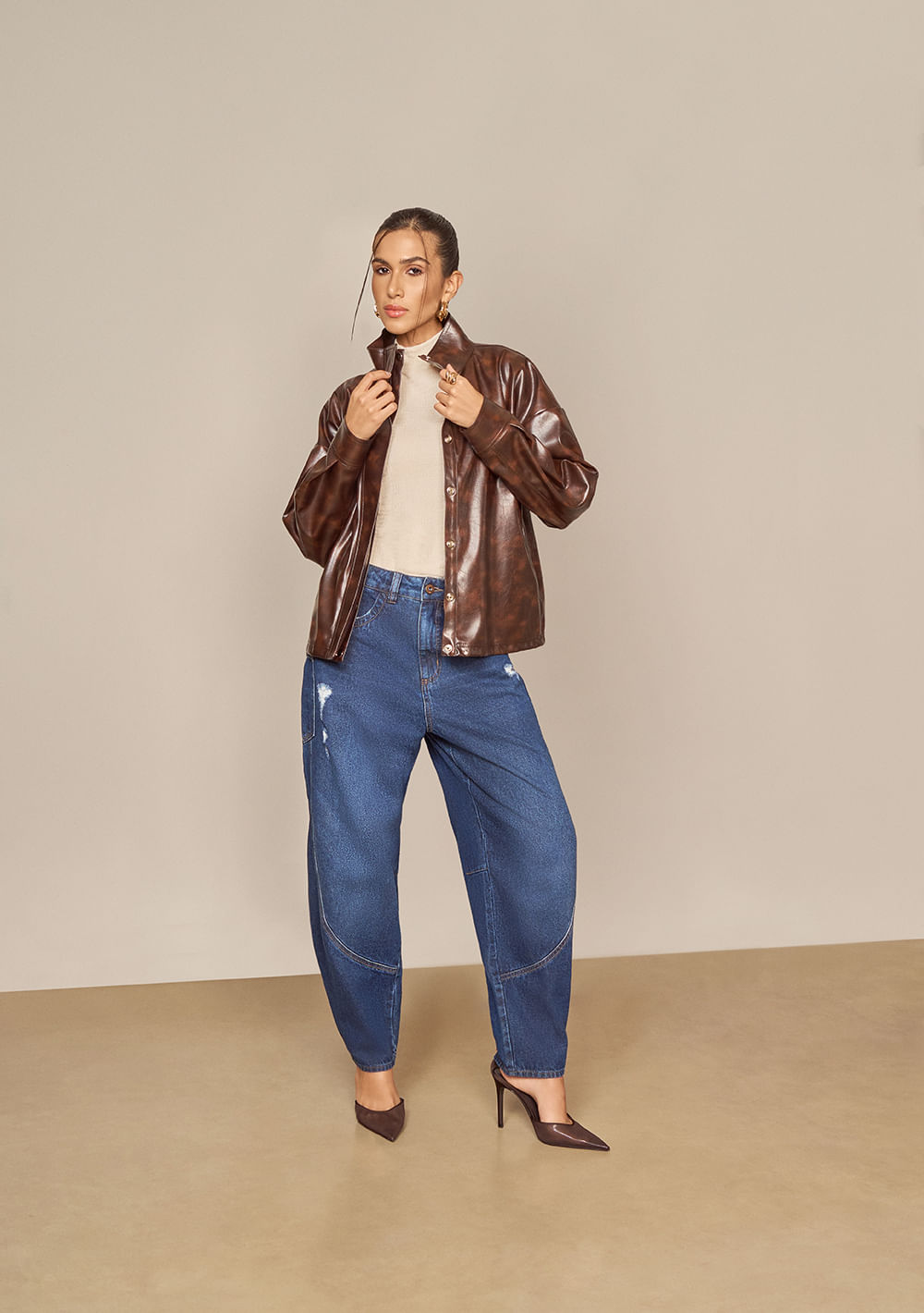 Calça Zinco Cenoura Alta Azul