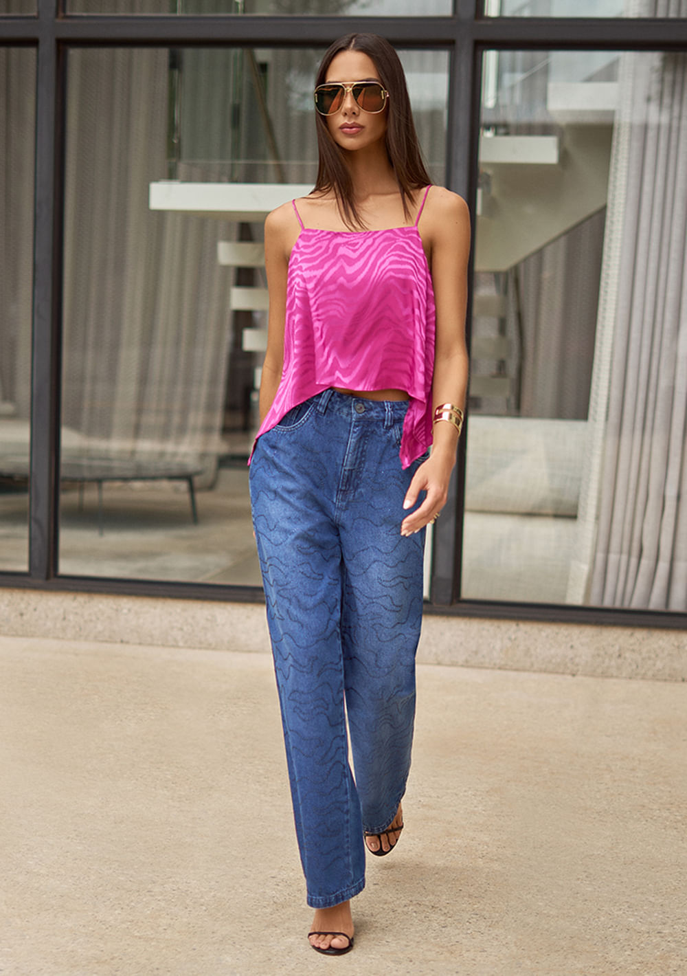 Calça Zinco Wide Alta Azul